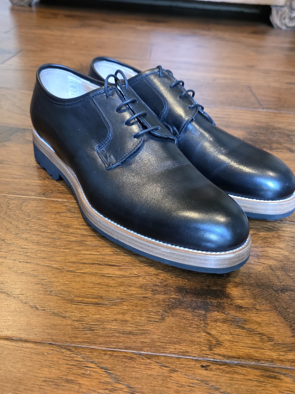 Men's Cappelletti Black Italian Leather Derby Shoes with VIBRAM Sole NWOT